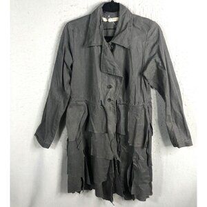 Goth Emo Coat Womens Small Charcoal Waxed Canvas Distressed Whimsigoth  NEW
